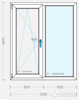 Окно 1400*1200 пластиковое