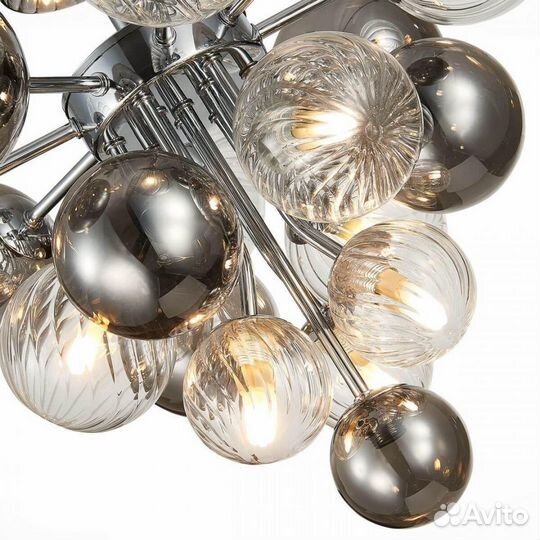 Люстра металл и стекло в спальню современная