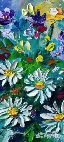 Картина маслом полевые цветы объемная живопись