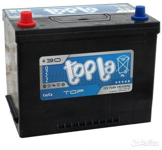 Аккумулятор Topla Asia Top 75 А/ч 740 А прям. пол