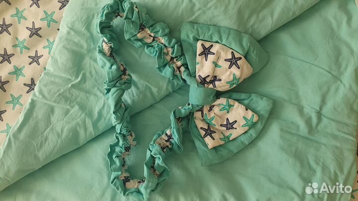 Бортики в кроватку+одеяло и бант