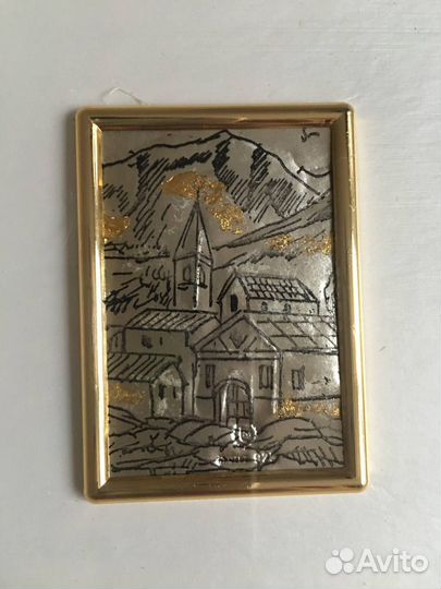 Картина из серебра Италия сусальное золото ручная
