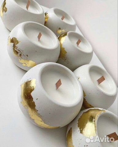 Ароматическая свеча свечи в гипсовом кашпо