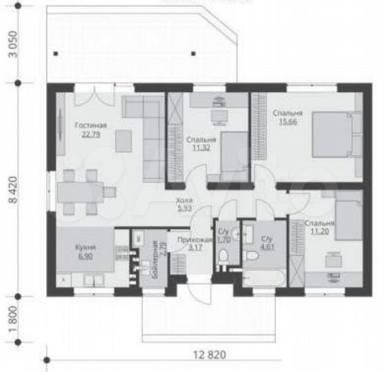 Дом 80 м² на участке 9 сот.