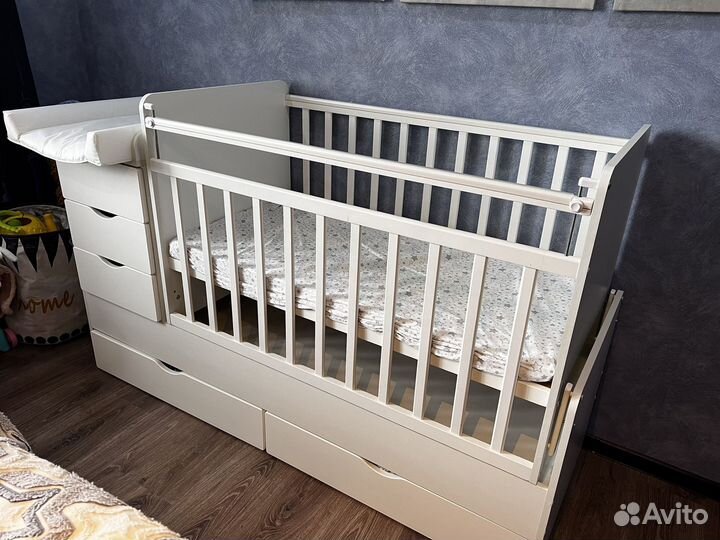 Детская кроватка с матрасом (трансформер)