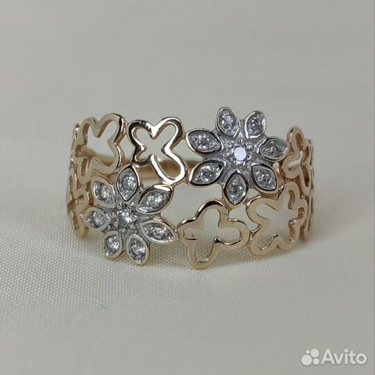 Кольцо золото 585 проба размер 19.4 № 070107