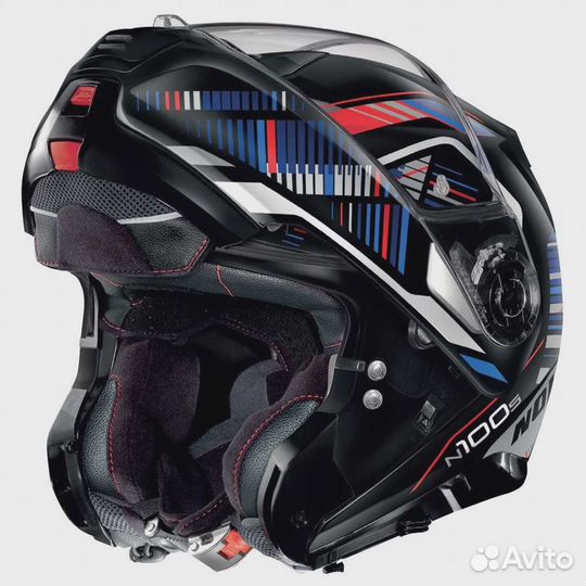 Nolan N100-5 Plus Starboard N-Com Modular Helmet Glossy Black / Red / Blue