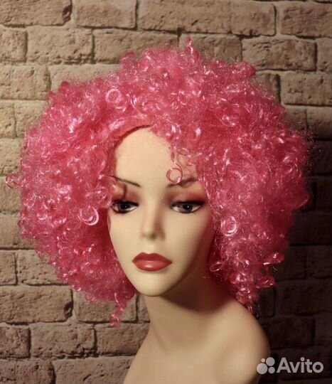 Парик розовый клоунский карнавальный для взрослого