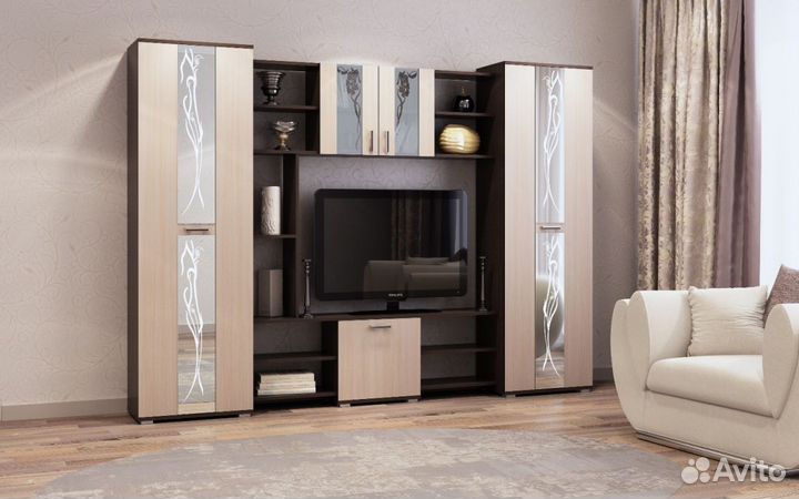 Гостиная с полками Венге/Дуб белфорд