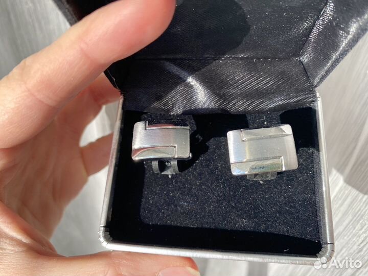 Запонки серебристые мужские