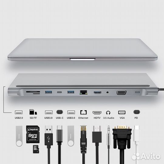 USB Хаб type-c на MacBook 11в1 bronka