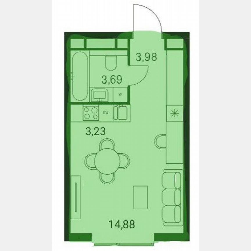 Квартира-студия, 25,8 м², 4/30 эт.