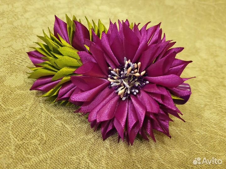 Зажим, заколка для волос с цветами, канзаши