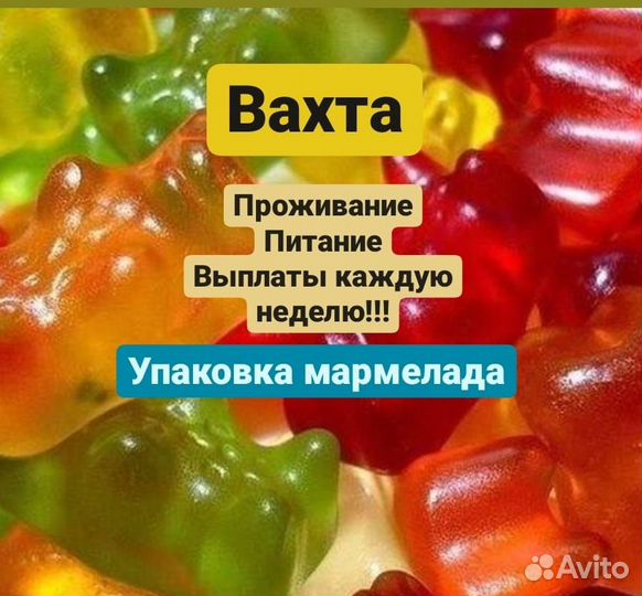 Упаковка мармелада вахта проживание+питание