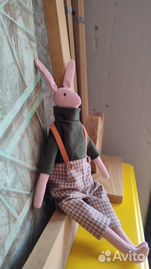 Текстильная интерьерная кукла в стиле тильда заяц