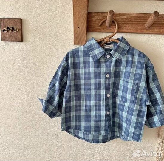 Рубашка клетка для мальчика 90