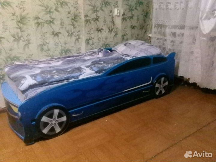 Детская выдвижная двухместный кровать машинка бу