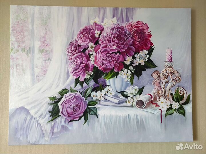 Картина маслом на холсте Пионы