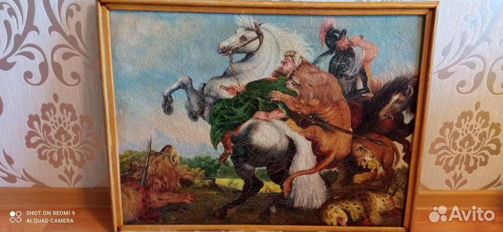 Картина маслом на холсте охота на львов