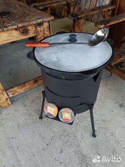 Комплект Печь + Казан чугун тяжёлый 8- 22 литра