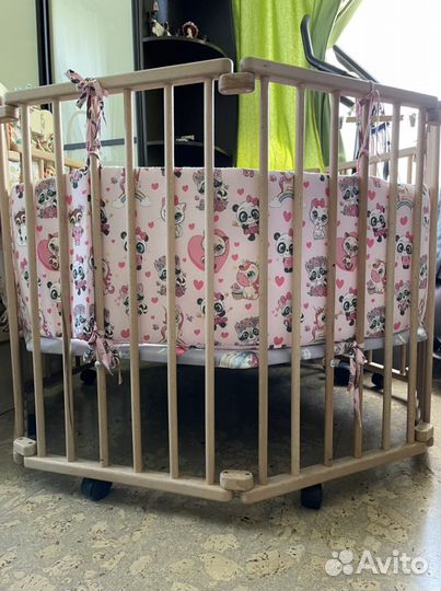 Детский манеж из натурального дерева 123х123см