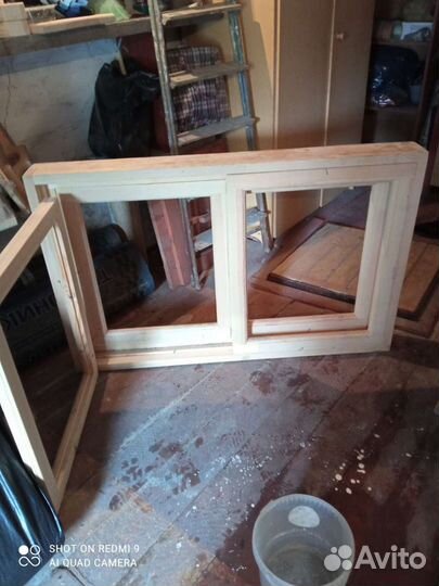 Оконный блок деревянный для бани