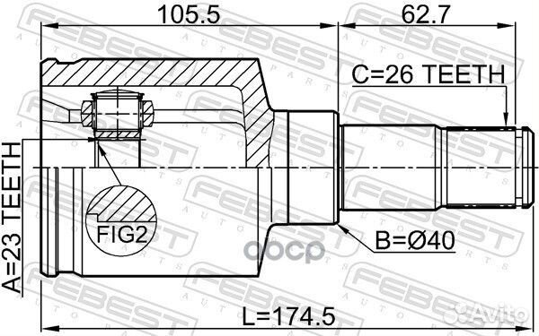 Шрус внутренний левый 23x40x26 2111CB320atlh Fe