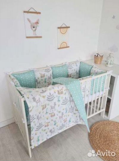 Бортики, конверт-одеяло, простынь на резинке