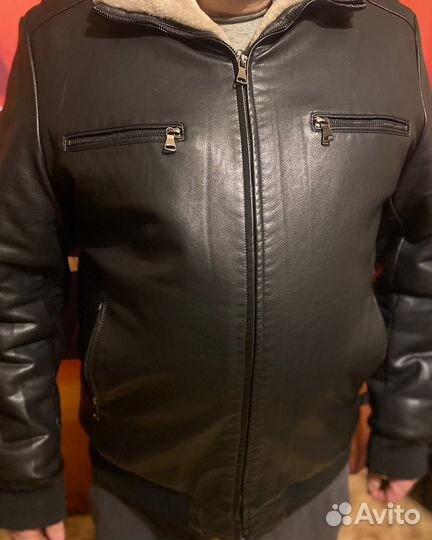 Кожаная куртка мужская зимняя 52-54