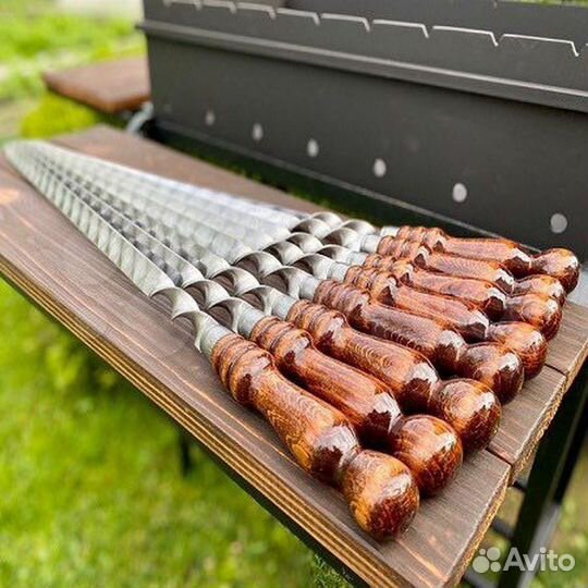 Шампур с деревянной ручкой для люля-кебаб 