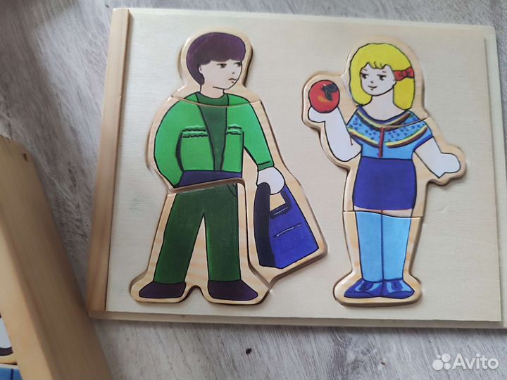 Игра день и ночь бондибон, деревянные пазлы одежда