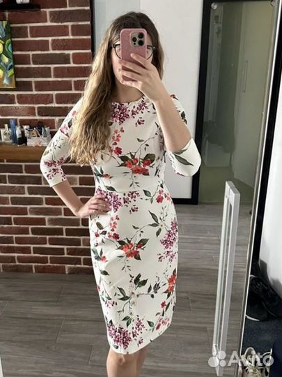 Платье Zarina белое с цветами