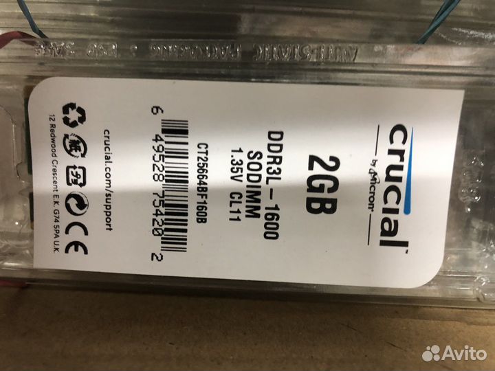 Оперативная память ddr3l crucial 2 GB