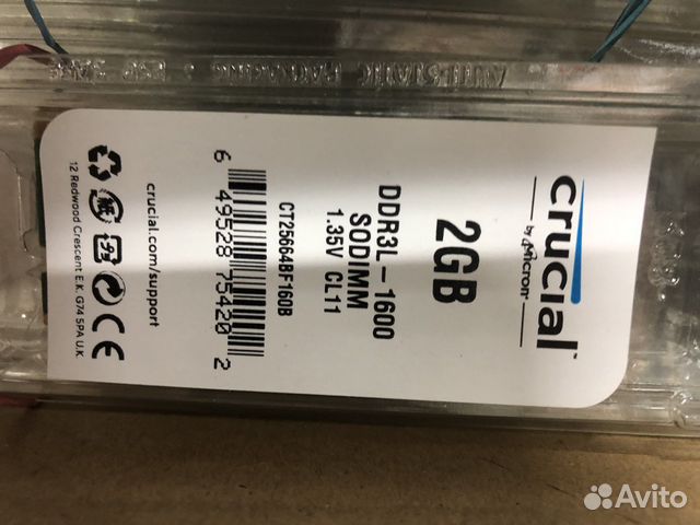 Оперативная память ddr3l crucial 2 GB