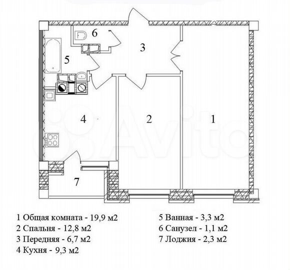 2-к. квартира, 56,8 м², 2/11 эт.