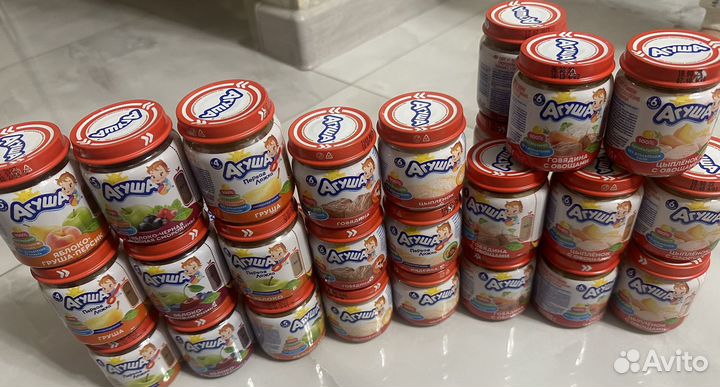 Детское питание пюре мясное, фруктовое, овощное