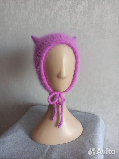 Кото-Чепчик женский с ушками вязаный на заказ