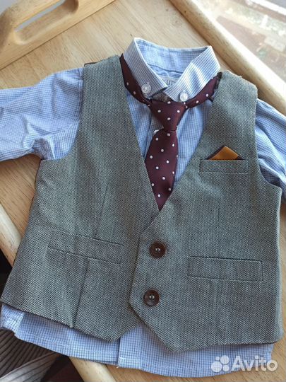 Жилет, галстук, рубашка Next 6-9 мес (74)