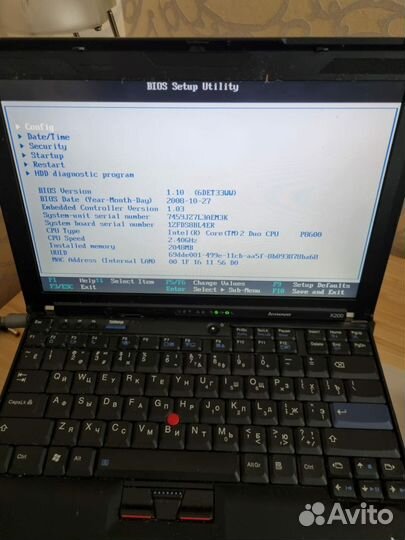 Ноутбук lenovo Thinkpad x200