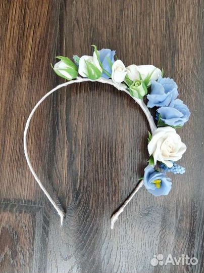 Ободок с цветами из полимерной глины