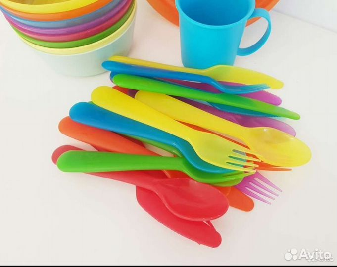 Новый детский набор (ложка, вилка, нож) IKEA