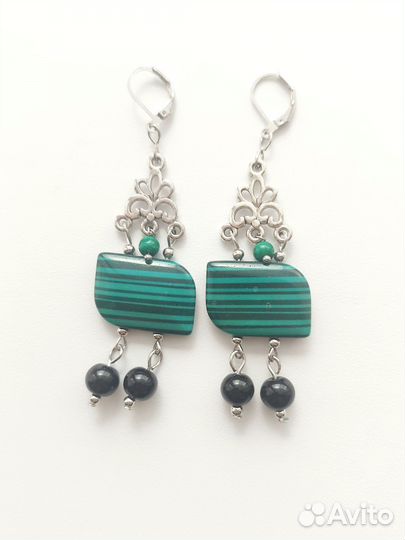 Серьги малахит