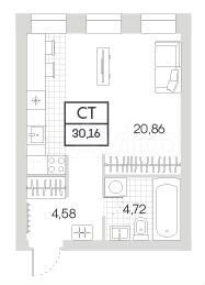 1-к. апартаменты, 30,2 м², 12/16 эт.