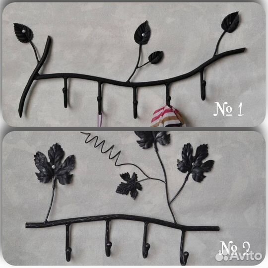 Вешалки настенные кованные из металла - 2 шт