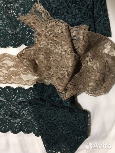 Кружева зеленые, бежевые эластичные