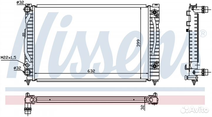 Радиатор охлаждения двс skoda superb (2002) 1.8
