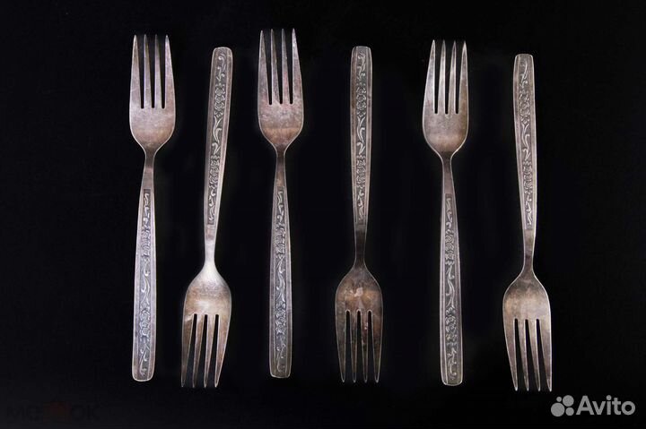 Вилки столовые 19,5 см мельхиор СССР 6 штук