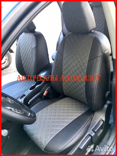 Чехлы Автопилот Nissan Juke из экокожи чёрно-серые