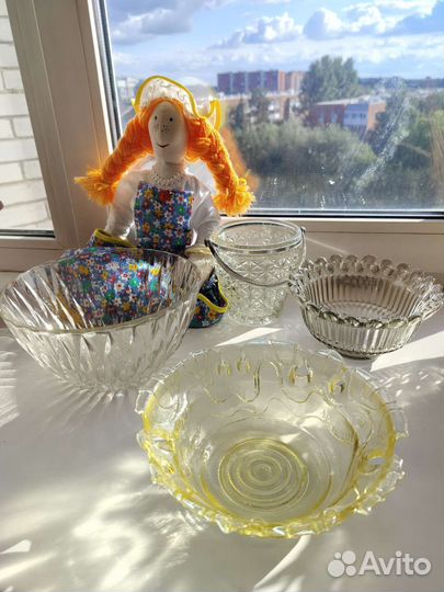 Ваза конфетница цветное стекло селедочница СССР