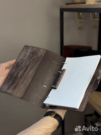 Ежедневник на кольцах натуральная кожа